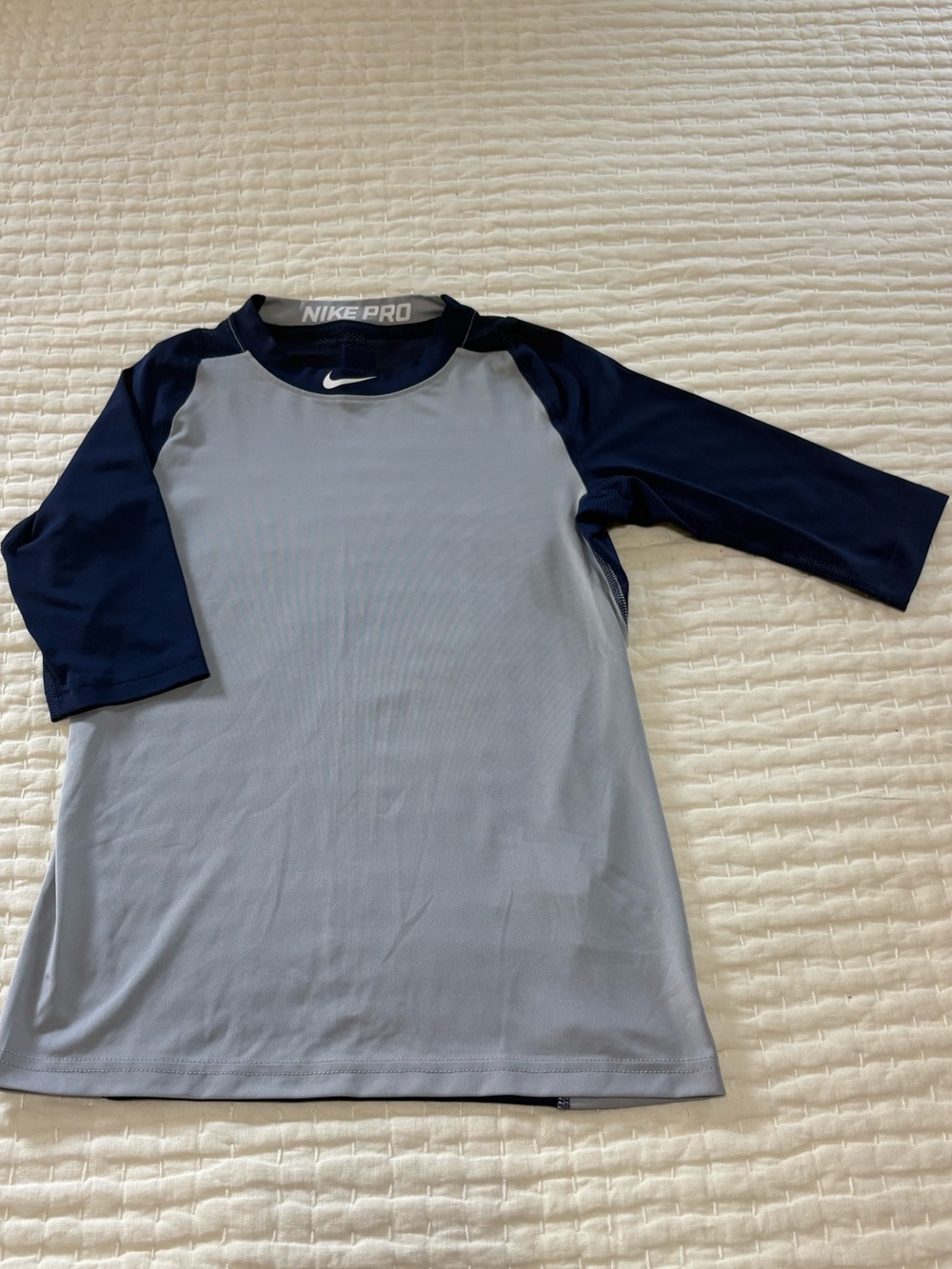 Boys Nike Pro Two-Tone Baseball Top - Light Blue & Navy